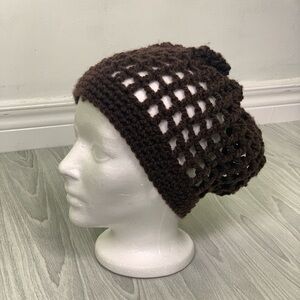 Handmade Brown Crochet Slouchy Beanie Hat